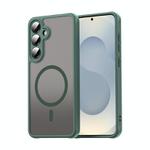 For Samsung Galaxy S25 5G Fan Dun Series TPU Hybrid PC Frosted Magsafe Phone Case(Green)