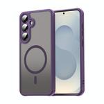For Samsung Galaxy S25 5G Fan Dun Series TPU Hybrid PC Frosted Magsafe Phone Case(Purple)