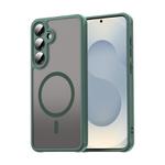 For Samsung Galaxy S25+ 5G Fan Dun Series TPU Hybrid PC Frosted Magsafe Phone Case(Green)