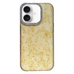 For iPhone 16 Diamond Frame Glitter PC Hybrid TPU Phone Case(Yellow)