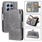 For Xiaomi 14T Pro Tri-Fold 9-Card Wallets Leather Phone Case(Grey)
