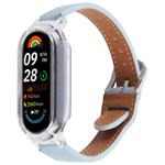 For Xiaomi Smart Band 9 PC Case Integrated Microfiber Leather Watch Band(Transparent+Blue)