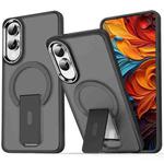 For Samsung Galaxy S25 Edge 5G Acrylic Hybrid TPU MagSafe Holder Phone Case(Transparent Black)