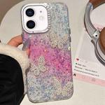 For iPhone 12 Butterflies Starry Sky Gradient IMD Phone Case(Pink)