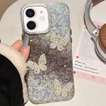 For iPhone 12 Butterflies Starry Sky Gradient IMD Phone Case(Black)