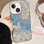 For iPhone 14 Butterflies Starry Sky Gradient IMD Phone Case(Blue)
