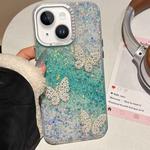 For iPhone 14 Butterflies Starry Sky Gradient IMD Phone Case(Green)