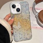 For iPhone 14 Plus Butterflies Starry Sky Gradient IMD Phone Case(Yellow)