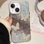 For iPhone 14 Plus Butterflies Starry Sky Gradient IMD Phone Case(Black)