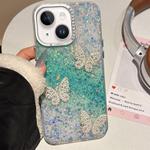 For iPhone 15 Plus Butterflies Starry Sky Gradient IMD Phone Case(Green)