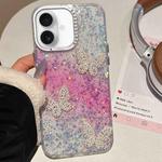 For iPhone 16 Butterflies Starry Sky Gradient IMD Phone Case(Pink)