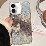 For iPhone 16 Butterflies Starry Sky Gradient IMD Phone Case(Black)