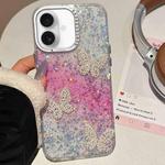 For iPhone 16 Plus Butterflies Starry Sky Gradient IMD Phone Case(Pink)