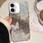 For iPhone 16 Plus Butterflies Starry Sky Gradient IMD Phone Case(Black)