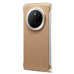 For Huawei Mate 70 Denior A20 Genuine Leather Litchi Texture MagSafe Frameless Phone Case(Khaki)