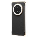 For Huawei Mate 70 Pro Denior A20 Genuine Leather Litchi Texture MagSafe Frameless Phone Case(Black)