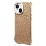 For iPhone 14 / 13 Denior A20 Genuine Leather Litchi Texture MagSafe Frameless Phone Case(Khaki)