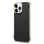 For iPhone 14 Pro Max Denior A20 Genuine Leather Litchi Texture MagSafe Frameless Phone Case(Black)