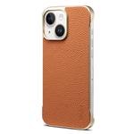For iPhone 15 Denior A20 Genuine Leather Litchi Texture MagSafe Frameless Phone Case(Brown)