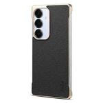 For Samsung Galaxy S25+ 5G Denior A20 Genuine Leather Litchi Texture MagSafe Frameless Phone Case(Black)
