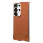 For Samsung Galaxy S25 Ultra 5G Denior A20 Genuine Leather Litchi Texture MagSafe Frameless Phone Case(Brown)