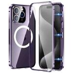 For iPhone 15 Pro Max 360 Full Body Magnetic Frosted MagSafe Phone Case(Purple)