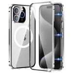 For iPhone 15 Pro 360 Full Body Magnetic Frosted MagSafe Phone Case(Silver)