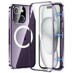 For iPhone 15 360 Full Body Magnetic Frosted MagSafe Phone Case(Purple)