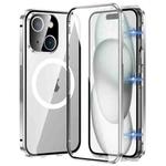 For iPhone 15 360 Full Body Magnetic Frosted MagSafe Phone Case(Silver)