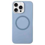 For iPhone 16 Pro Metal Frame Liquid Silicone MagSafe Phone Case(Sierra Blue)