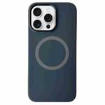 For iPhone 15 Pro Max Metal Frame Liquid Silicone MagSafe Phone Case(Graphite Black)