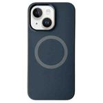 For iPhone 15 Metal Frame Liquid Silicone MagSafe Phone Case(Graphite Black)