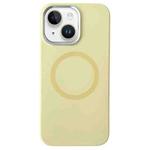 For iPhone 14 / 13 Metal Frame Liquid Silicone MagSafe Phone Case(Cream Yellow)