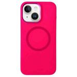 For iPhone 14 / 13 Metal Frame Liquid Silicone MagSafe Phone Case(Rose Red)