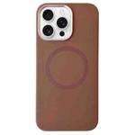 For iPhone 13 Pro Metal Frame Liquid Silicone MagSafe Phone Case(Gold Brown)