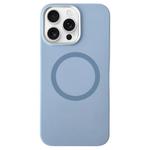 For iPhone 12 Pro Max Metal Frame Liquid Silicone MagSafe Phone Case(Sierra Blue)