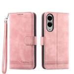 For Samsung Galaxy S25 Edge 5G Dierfeng Dream Line TPU Hybrid PU Leather Phone Case(Pink)