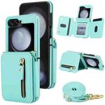 For Samsung Galaxy Z Flip5 Crossbody Zipper Dual Buckle Card Bag Folding Phone Case(Green)