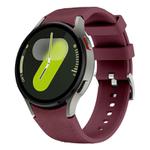 For Samsung Galaxy Watch 7 / 6 / 5 / 4 Silver Pin Buckle Leather Silicone Watch Band(Wine Red)