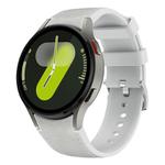 For Samsung Galaxy Watch 7 / 6 / 5 / 4 Silver Pin Buckle Leather Silicone Watch Band(Light Grey)