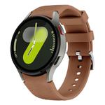 For Samsung Galaxy Watch 7 / 6 / 5 / 4 Silver Pin Buckle Leather Silicone Watch Band(Dark Brown)