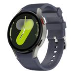 For Samsung Galaxy Watch 7 / 6 / 5 / 4 Silver Pin Buckle Leather Silicone Watch Band(Midnight Blue)