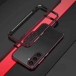 For Samsung Galaxy S25 5G Aurora Series Lens Protector + Metal Frame Phone Case(Black Red)