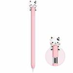 For Apple Pencil USB-C LC129-3 Cartoon Anti-roll Silicone Protective Stylus Pen Case(Pink Cow)