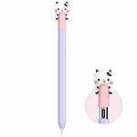 For Apple Pencil USB-C LC129-3 Cartoon Anti-roll Silicone Protective Stylus Pen Case(Pink Purple Cow)