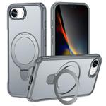 For iPhone 16e Skin Feel Magnetic Holder MagSafe Phone Case(Grey)