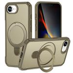 For iPhone 16e Skin Feel Magnetic Holder MagSafe Phone Case(Khaki)