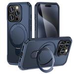 For iPhone 15 Pro Skin Feel Magnetic Holder MagSafe Phone Case(Royal Blue)