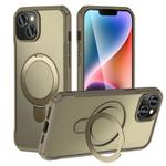 For iPhone 14 / 13 Skin Feel Magnetic Holder MagSafe Phone Case(Khaki)