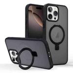 For iPhone 16 Pro Max Skin-feel Ring MagSafe Holder Phone Case(Black)